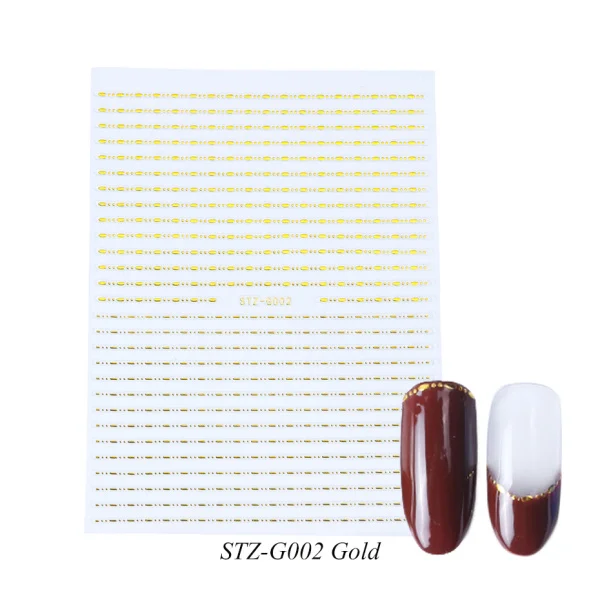 1 шт Золотой Серебряный 3D слайдер для ногтей, кривая полоска, дизайн, наклейка на ногти, сделай сам, Слайдеры для дизайна ногтей, аксессуары для ногтей, CHSTZG001-013 - Цвет: STZG002 Gold