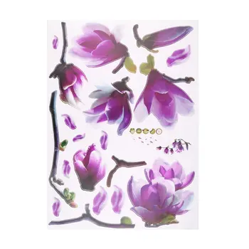 

2017 Hot Sale Exquisite Elegant Magnolia Flowers Removable Art Vinyl Mural TV Backdrop Home Room Decor Wall Stickers