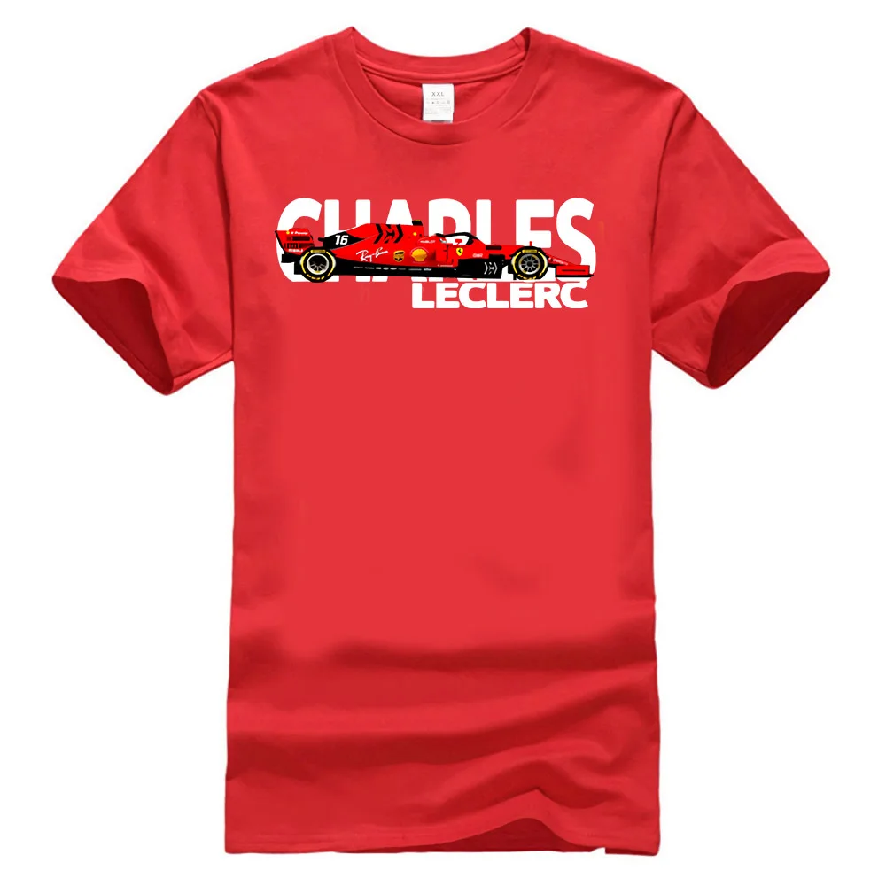 Красный Charles Leclerc-Feerrari Sf90 большая белая текстовая футболка красно-Черная Мужская-W. Slim Fit футболка - Цвет: Красный