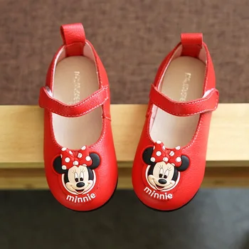 

Disney spring dancing shoes top layer cowhide children's shoes cartoon baby casual shoes Mickey mouse kids shoes