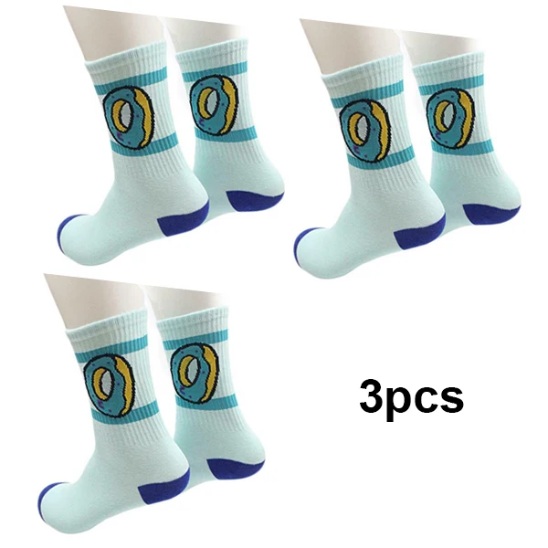 Blue 3pcs Droppshiping милые унисекс нечетные напечатанные пончики трубки носки для скейтеров Новинка универсальные забавные d88 - Цвет: Blue 3pcs