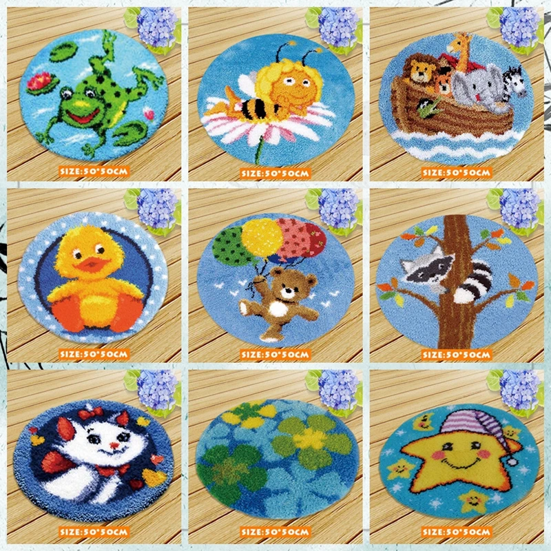 

Carpet Latch Hook Rug Canva Crocheting Kit Cross Stitch Fomiaran Latch Hook Knitted Needlework DIY Decoration Home Handmade Gift