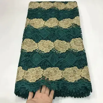 

Emerald green Latest Nigerian French Water soluble Lace with Stones For Party 2019 New Design African Guipure Laces Fabric GOLD