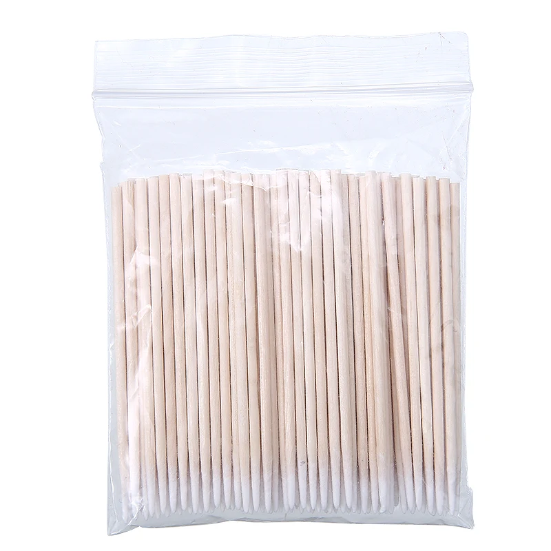 

100pcs Wood Cotton Swab Bud Cosmetics Stick Round-headed Kapok Swabs For Permanent Makeup Microblading Detailing Cleaning