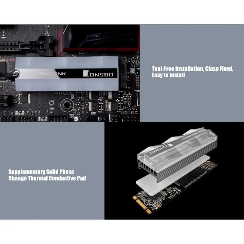 Jonsbo яркое освещение M.2 2280 радиатор SSD твердотельный жесткий диск кулер вентилятор радиатора контактный тепловыделение охлаждения Pa