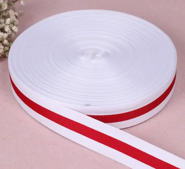 3M 10-30mm White Red polyester striped Grosgrain Ribbon DIY Sewing Clothing Accessories Hat Backpack Straps Bias Tape Hand Belt
