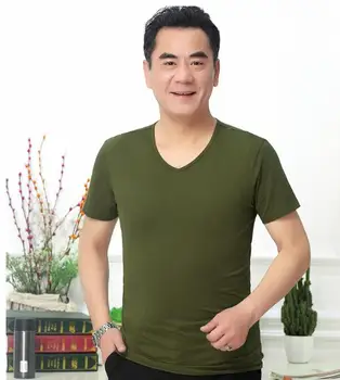 

NEW Top quality Men casual Short sleeve V-neck cotton T-shirt green