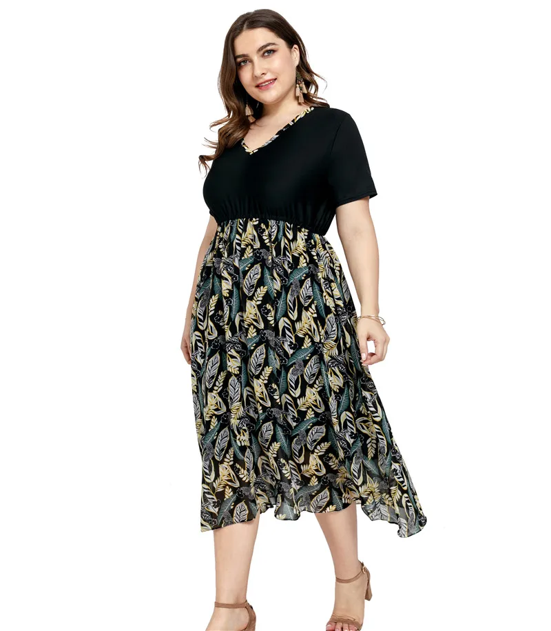 women dress high waist summer dress femme sexy v-neck plus size chiffon dress women long party dress elegant vestidos fw416