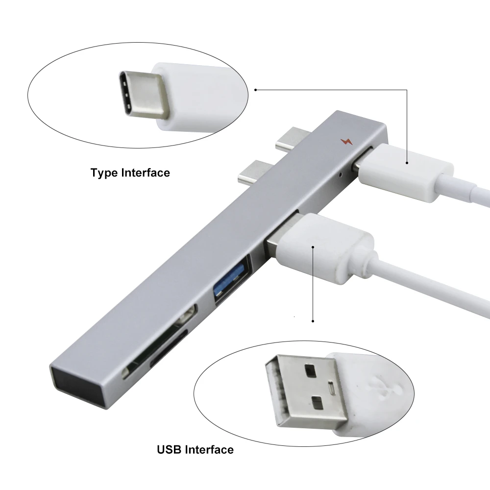 CHYI двойной Usb C концентратор многопортовый беспроводной Usb 2,0 Hab Тип C для SD/TF кардридер мини разветвитель зарядное устройство адаптер для Macbook Pro