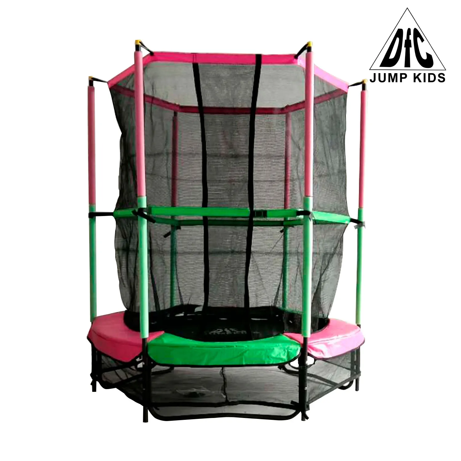 Батут DFC JUMP KIDS 55 зеленый/розовый с сеткой | Спорт и развлечения