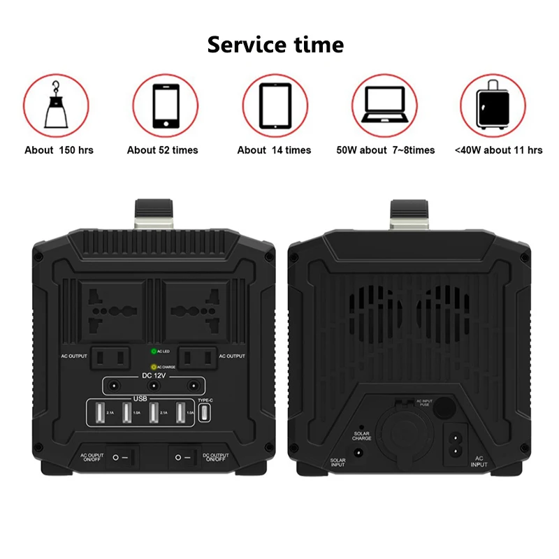 Portable 1000W 120000mAh Solar Power Storage Generator Inverter Outdoor UPS Pure Sine Wave Power Su