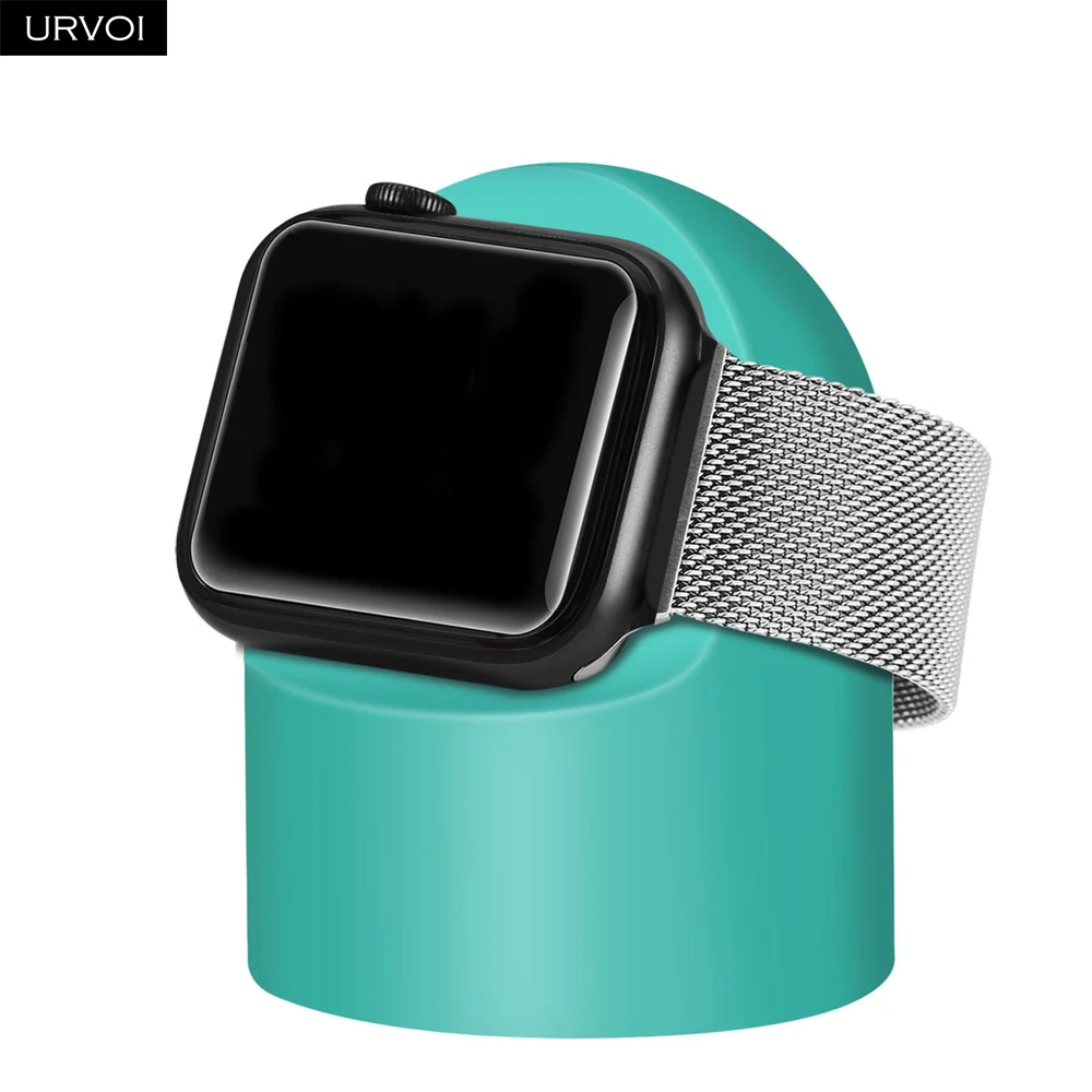 Mint green URVOI держатель для apple watch серии 54321, подставка для часов, тумбочка, силиконовая домашняя зарядная док-станция для iWatch, современный дизайн - Цвет: Mint green