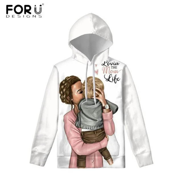 FORUDESIGNS/милая розовая толстовка с капюшоном; цвет черный, коричневый; для мамы и дочки; женские толстовки с принтом; толстовка с капюшоном; Рождественский подарок - Цвет: HMA171Z72W