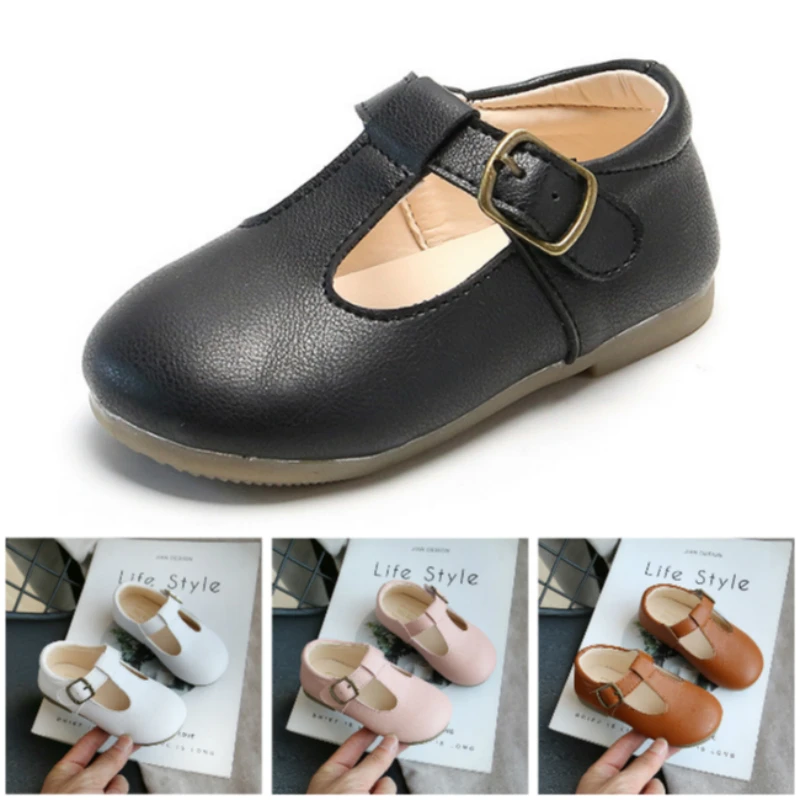 

Kids Shoes for Baby Girls Prewalker Shoes Black White Princess Leather Shoes Soft Shoes 2~10 Age Anti-slippery Sole for Children