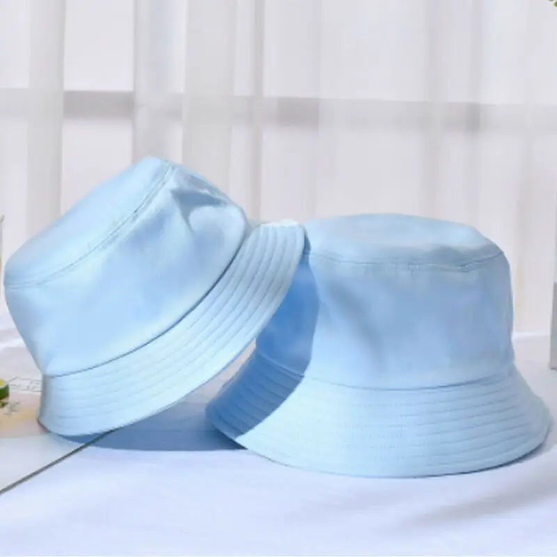 Fashion Women Mother Kids Hat Solid Color Bucket Hat Summer Autumn Parent-child Hat White Pink Sky Blue Purple