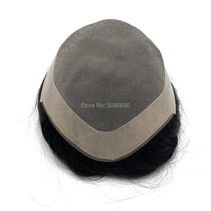 Top Quality 100% Human Hair Toupee Mono Lace NPU Poly Coating Around Indian Human Hair Toupee