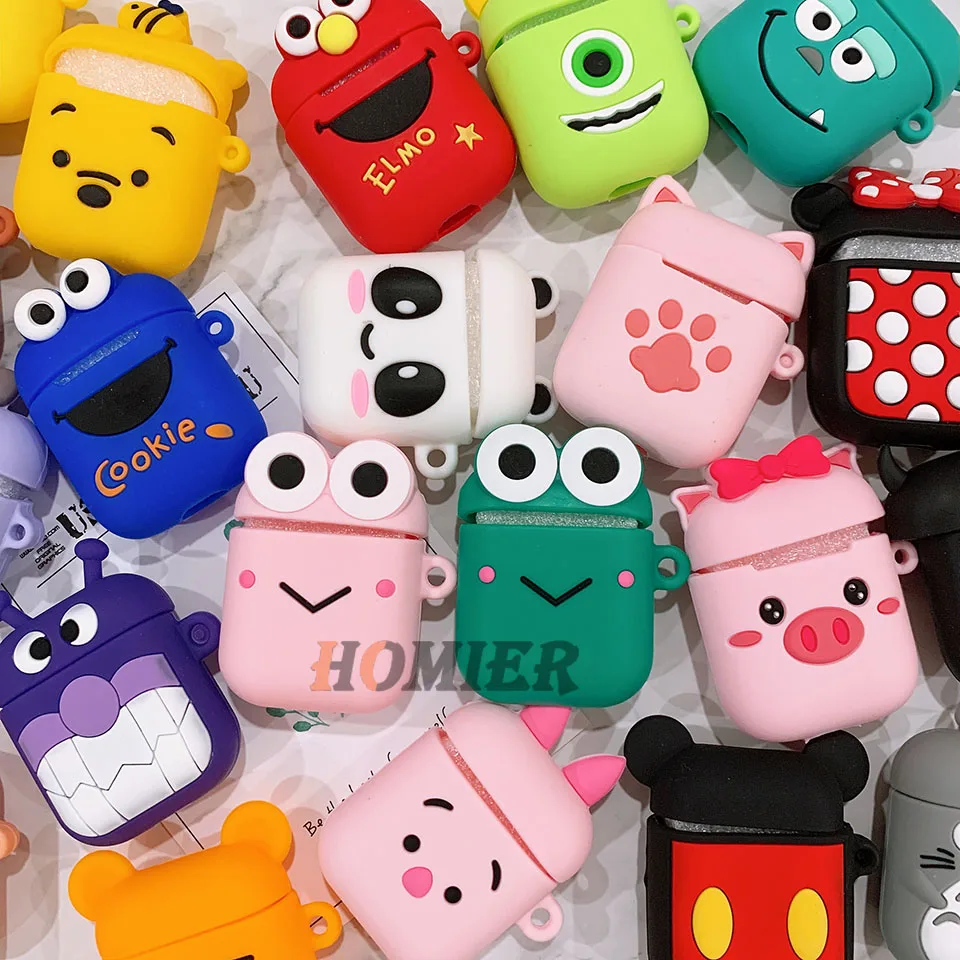 

Cartoon Cute box Wireless Bluetooth Headset case for Apple Airpods 1 2 Earphone soft Silicone Cover For Airpods Protective Cases