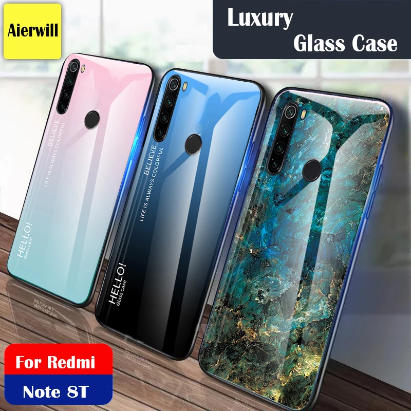 

For xiaomi redmi note 8t Case Shockproof Back Cover Gradient Tempered Glass Case for Redmi note 8t Global note8t note 8 Pro case