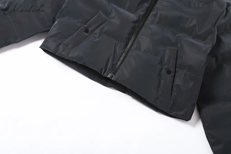 Macheda светоотражающий осенне-зимний женский обрезанный свитер куртка модная повседневная женская уличная одежда с капюшоном топы Новинка