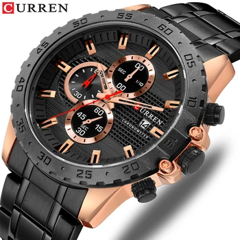 

CURREN Sporty Watches Fashion Quartz Mens Watch New Luxury Stainless Steel Wristwatch Chronograph Sport Clock Male Reloj Hombres