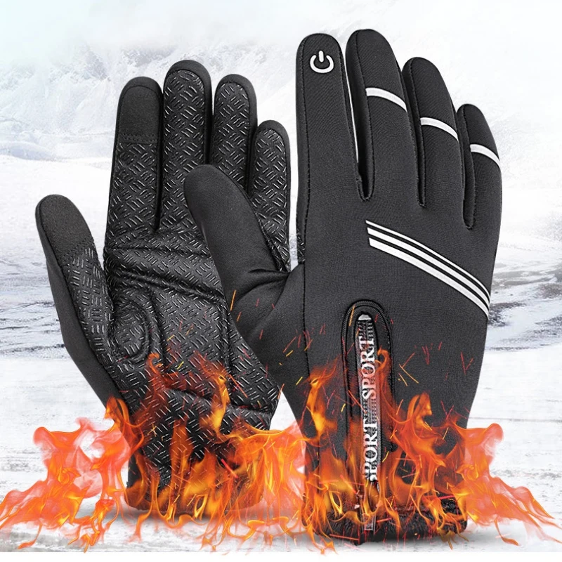 Мотоциклетные перчатки для мужчин и женщин, гоночные перчатки для мотокросса с сенсорным экраном, флисовые перчатки на молнии, нескользящие перчатки для катания на лыжах