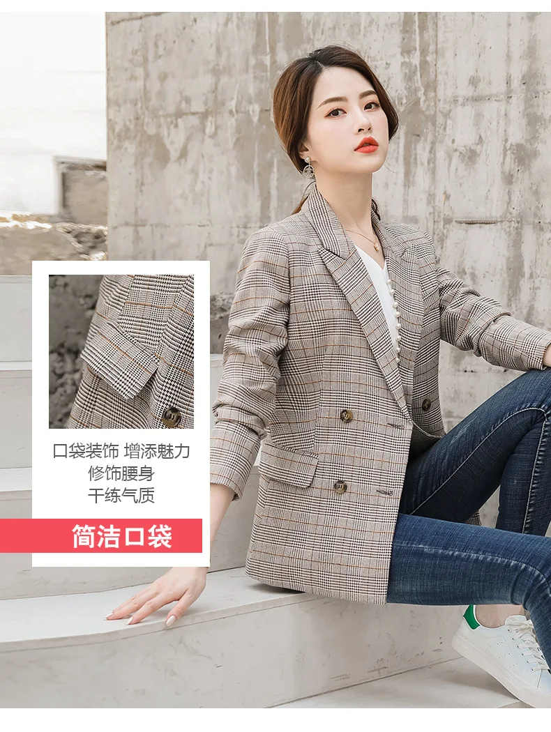 Plaid Small Suit Women's Mid-length Long Sleeve Autumn And Winter New Style British-Style Fashion Network Red Leisure Suit Coat