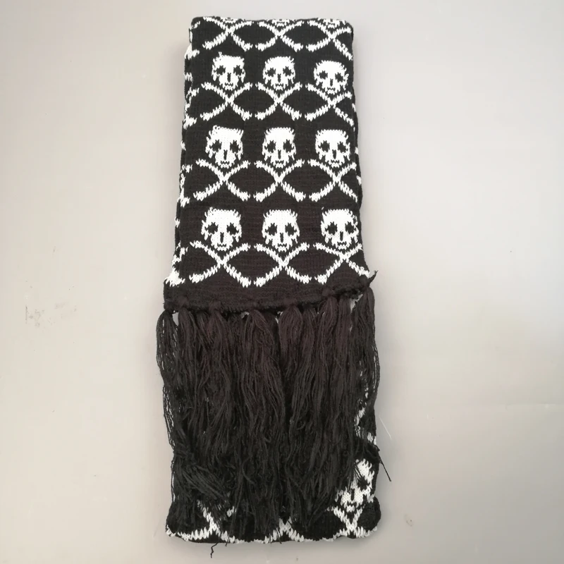 Bufanda de punto calavera para hombre y acrílicos con flecos, diseño de lujo, color blanco y negro, 100% _ - AliExpress Mobile