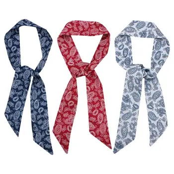 

Women Girls Hip Hop Satin Headwrap Retro Paisley Floral Print Handbag Handle Ribbons Cycling Sports Skinny Neckerchief Wristband