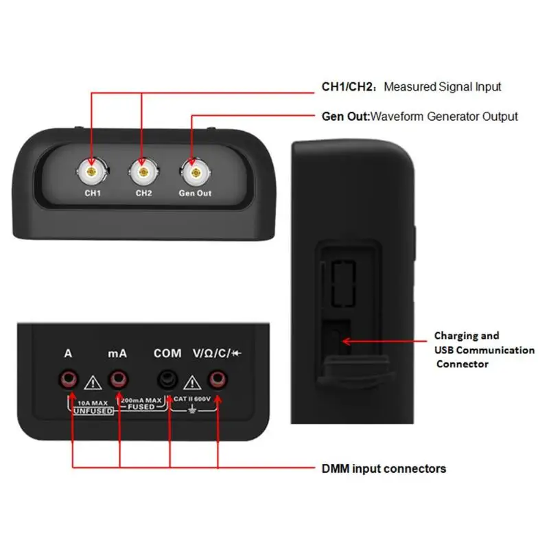 Hantek 3 в 1 цифровой осциллограф+ генератор сигналов+ мультиметр(2C42 EU