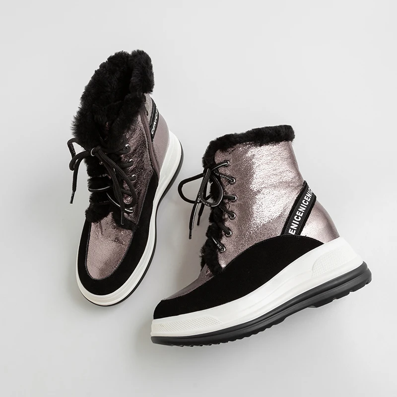 Size34-43 сапоги из натуральной кожи; женские зимние теплые шерстяные кроссовки на меху; зимние сапоги на платформе; женские ботильоны; женская повседневная обувь