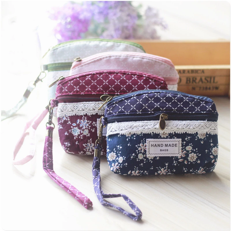 Bolso pequeño de rejilla pastoral para mujer, monedero doble Mango, cartera teléfono móvil para - AliExpress