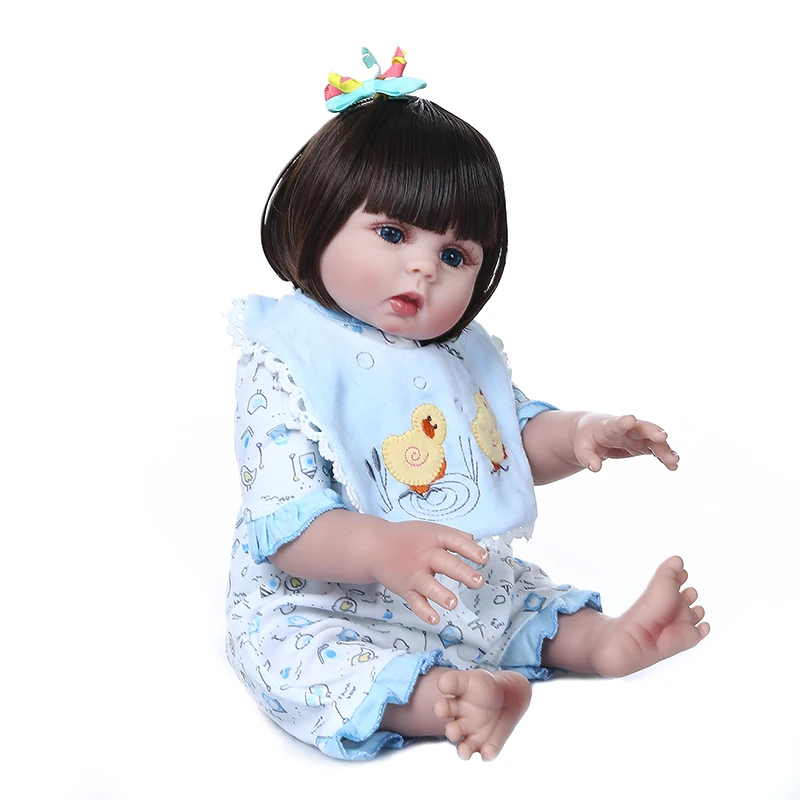 NPK 48 см реалистичный младенец Кукла reborn baby doll полный мягкий, силиконовый, гибкий милый ребенок в переноске мешок спальный мешок