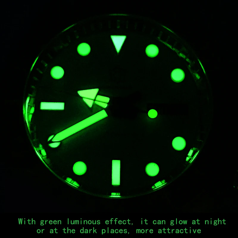 Seiko Skx 009 Lume Black White Watch Dial Super Bright Green