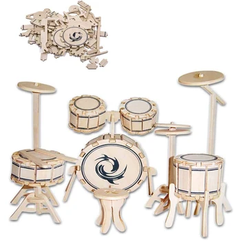 

3D Jigsaw Puzzle Toy Baby Learning Educational Wooden Toys 3D Puzzle Musical Instruments Guitar Piano Shelf Drum Kids Gifts