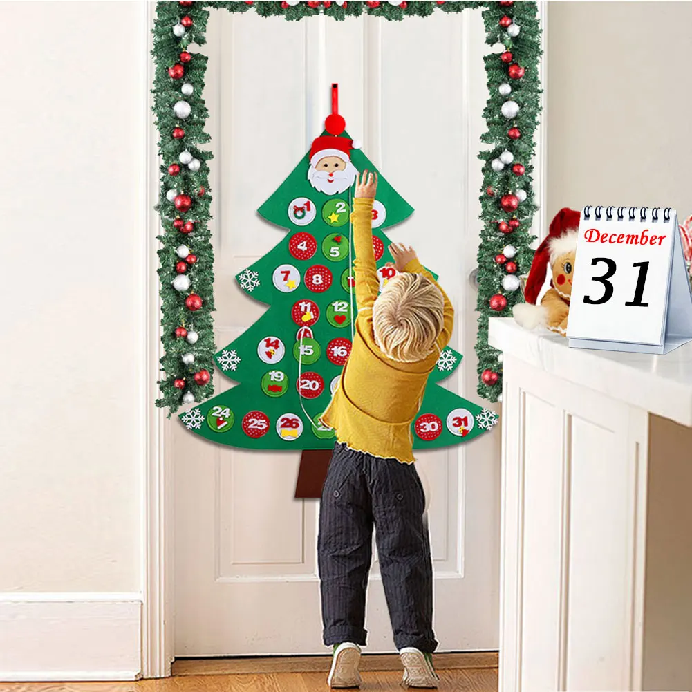 OurWarm DIY Войлок Рождественская елка Адвент календарь набор с орнаментом для детей рождественские подарки год дверь настенные подвесные украшения
