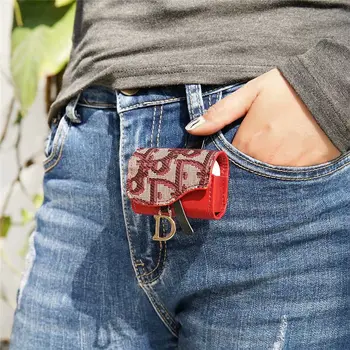 

Luxury Square Metal Rivet Earphone Case for Apple Airpods 1 2 pro Retro Striped Grid Stand Earbud Case Protect Shockproof Case