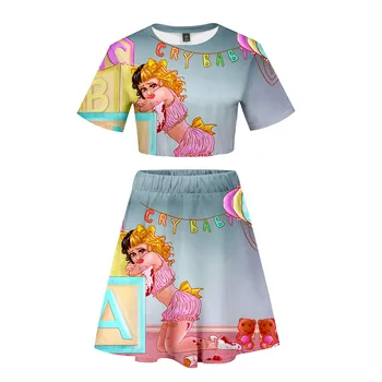 

Women Set Cry Baby Melanie Martinez Dress Two Piece Set Casual Summer Crop Top+Skirt Hot Sale 2020 Trendy Streetwear Clothes