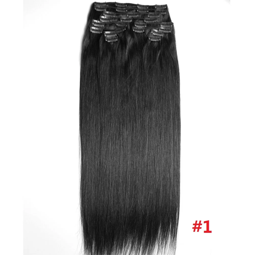 ZZHAIR 220 г-400 г 1"-28" Искусственные волосы одинаковой направленности волос 12 шт. набор зажимов в человеческих волос для наращивания весь набор головы Натуральные Прямые Волосы