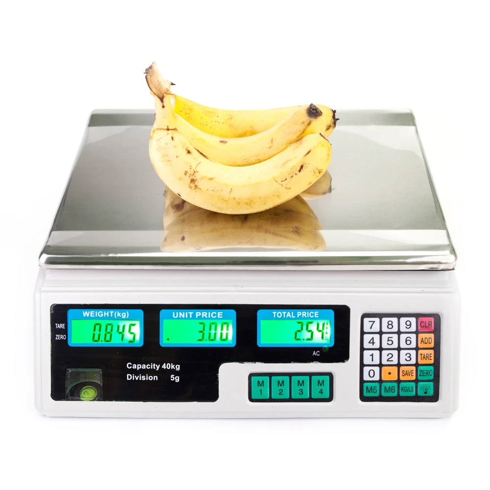  ACS-30 40kg/5g Digital Price Computing Scale for Vegetable US Plug Silver & White 66CY - 4000570734150