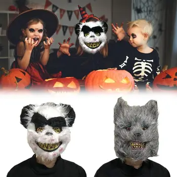 

2019 Halloween Scary Horror Bloody Animal Face Pattern Mask Bear Panda Rabbit Wolf Costume Horror Latex Party Mask Adult