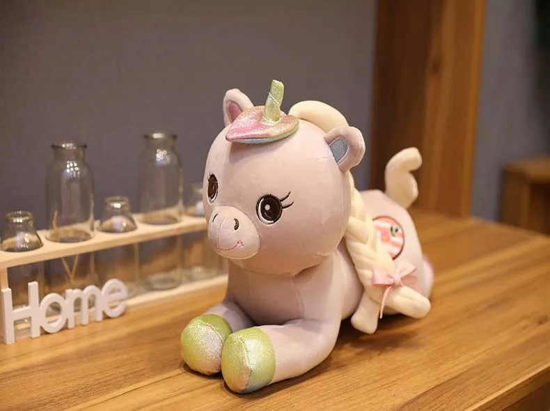 40-60cm Flower braid Giant Kawaii Unicorn Plush Toys Soft Stuffed Unicorn Soft Pillow Dolls Lovely Animal Horse Gift Kids Girls