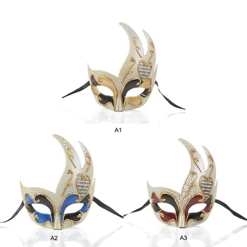

Half Face Halloween Masquerade Party Mask Half Face Venice show Flame Crack mask Male Female Party Decor accessories cosplay