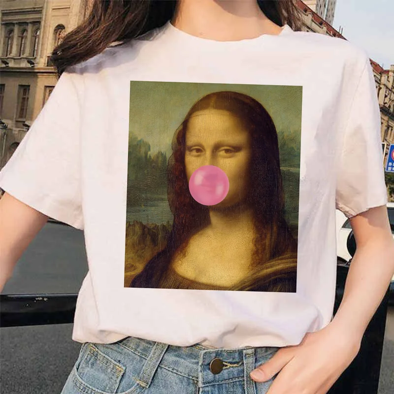 Mona Lisa футболка хип хоп 90S Повседневная футболка с коротким рукавом Одежда уличная Harajuku стиль футболки женские футболки забавные женские - Цвет: 4576
