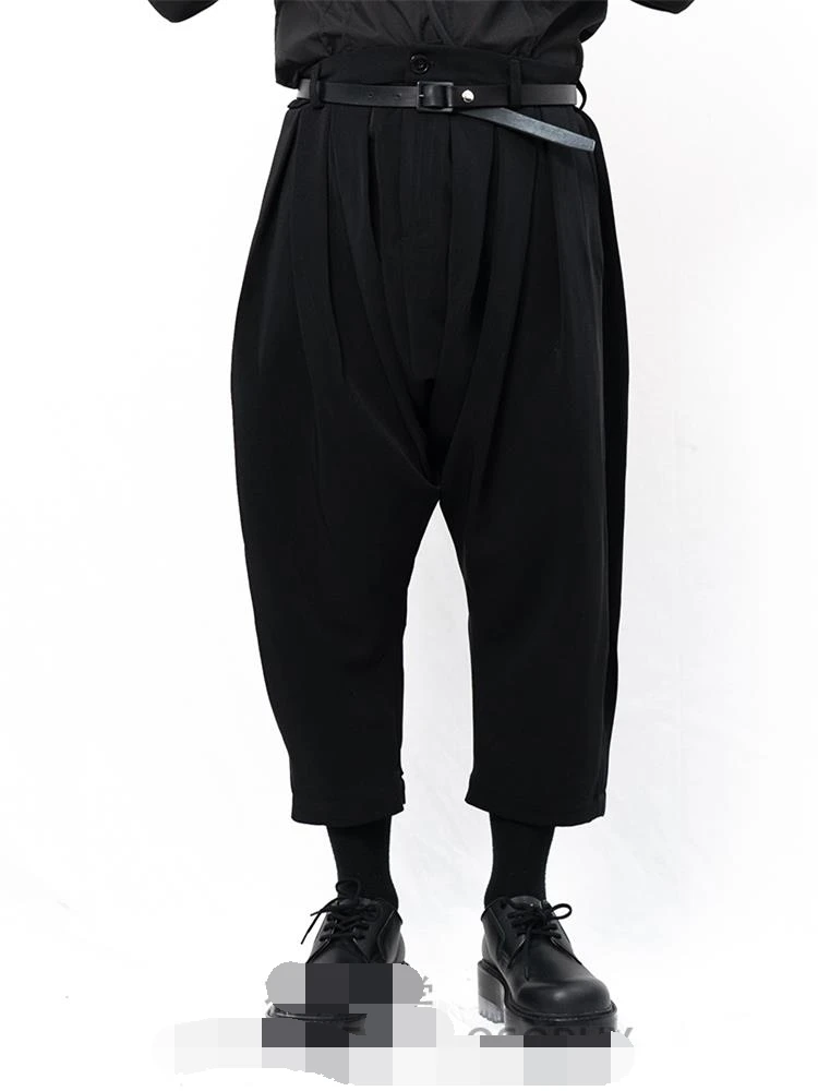 

Men's new menswear big size loose Yamamoto style dark simple design urban youth casual pants nine points Haren pants