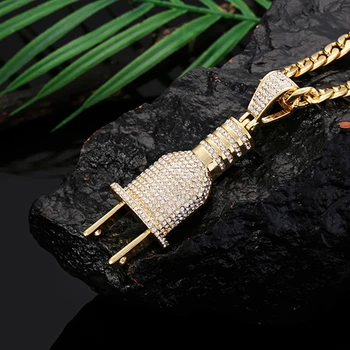 

Fashion Bling Bling Electrical Plug Shape Iced Out Pendants Necklace Charm Chains Silver color Men Women Hip Hop Jewelry Gifts