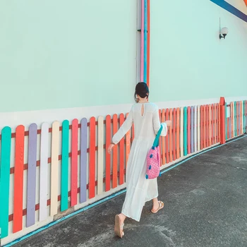 

COIGARSAM Bohemian Full Sleeve Women Long dress Beach Style National Wind Dresses White Red 627