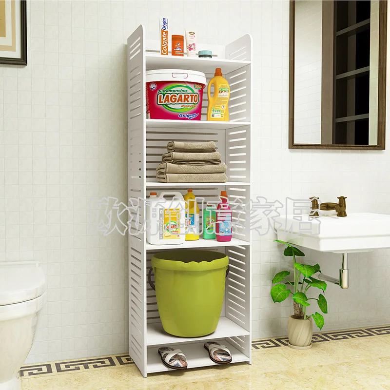 Bathroom Rack Floor Bathroom Washstand zhi di shi Hole Punched Toilet Bathroom Washed Waterproof Storage