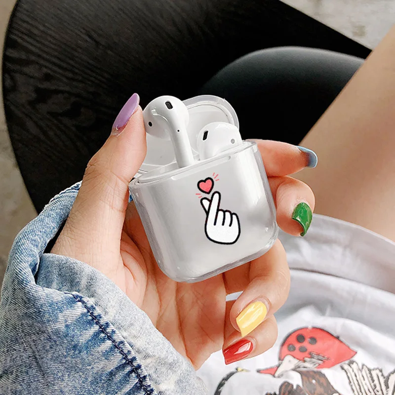 Жесткий мультфильм милые наушники чехол для Apple airpods 1 чехол PC роскошный защитный чехол прозрачный Air Pods чехол для Airpods 2