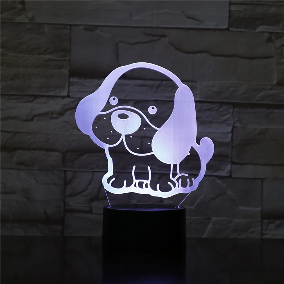 

Lovely Dog Puppy 3D LED RGB Night Light 7 Color Change Desk Light Action Figures 2837 Kids Home Christmas Toys