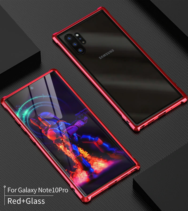 Металлический стеклянный чехол для samsung Galaxy Note 10 Pro 10++ алюминиевая рамка корпус бампер задняя прозрачное стеклянное покрытие для samsung Note10 чехол